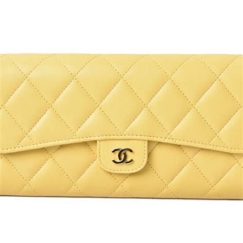 chanel a80758|CHANEL Wallet Long Quilted Matelasse Lambskin Yellow A80758.